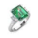 3 - Chaya 3.36 ctw Emerald and Cadillac shape Created Alexandrite (9x7 mm) Three Stone Women Engagement Ring 