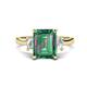 1 - Chaya 3.36 ctw Emerald and Cadillac shape Created Alexandrite (9x7 mm) Three Stone Women Engagement Ring 