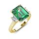 3 - Chaya 3.36 ctw Emerald and Cadillac shape Created Alexandrite (9x7 mm) Three Stone Women Engagement Ring 