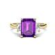 1 - Chaya 2.65 ctw Emerald and Cadillac shape Amethyst (9x7 mm) Three Stone Women Engagement Ring 