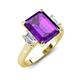 3 - Chaya 2.65 ctw Emerald and Cadillac shape Amethyst (9x7 mm) Three Stone Women Engagement Ring 