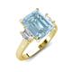 3 - Chaya 2.40 ctw Emerald and Cadillac shape Aquamarine (9x7 mm) Three Stone Women Engagement Ring 