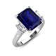 3 - Chaya 2.90 ctw Emerald and Cadillac shape Blue Sapphire (9x7 mm) Three Stone Women Engagement Ring 