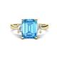 1 - Chaya 3.40 ctw Emerald and Cadillac shape Blue Topaz (9x7 mm) Three Stone Women Engagement Ring 