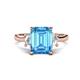 1 - Chaya 3.40 ctw Emerald and Cadillac shape Blue Topaz (9x7 mm) Three Stone Women Engagement Ring 