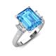 3 - Chaya 3.40 ctw Emerald and Cadillac shape Blue Topaz (9x7 mm) Three Stone Women Engagement Ring 