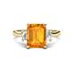 1 - Chaya 2.40 ctw Emerald shape Citrine (9x7 mm) Accented Cadillac shape Lab Grown Diamonds Three Stone Women Engagement Ring 