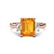 1 - Chaya 2.65 ctw Emerald and Cadillac shape Citrine (9x7 mm) Three Stone Women Engagement Ring 