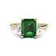 1 - Chaya 2.30 ctw Emerald shape Emerald (9x7 mm) Accented Cadillac shape Lab Grown Diamonds Three Stone Women Engagement Ring 