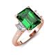 3 - Chaya 2.70 ctw Emerald and Cadillac shape Emerald (9x7 mm) Three Stone Women Engagement Ring 