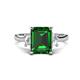 1 - Chaya 2.70 ctw Emerald and Cadillac shape Emerald (9x7 mm) Three Stone Women Engagement Ring 