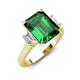 3 - Chaya 2.70 ctw Emerald and Cadillac shape Emerald (9x7 mm) Three Stone Women Engagement Ring 