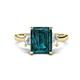 1 - Chaya 3.40 ctw Emerald shape London Blue Topaz (9x7 mm) Accented Cadillac shape Lab Grown Diamonds Three Stone Women Engagement Ring 