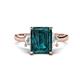 1 - Chaya 3.40 ctw Emerald and Cadillac shape London Blue Topaz (9x7 mm) Three Stone Women Engagement Ring 