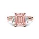 1 - Chaya 2.65 ctw Emerald and Cadillac shape Morganite (9x7 mm) Three Stone Women Engagement Ring 