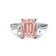 1 - Chaya 2.65 ctw Emerald and Cadillac shape Morganite (9x7 mm) Three Stone Women Engagement Ring 