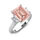 3 - Chaya 2.65 ctw Emerald and Cadillac shape Morganite (9x7 mm) Three Stone Women Engagement Ring 