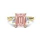 1 - Chaya 2.65 ctw Emerald and Cadillac shape Morganite (9x7 mm) Three Stone Women Engagement Ring 