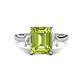 1 - Chaya 2.85 ctw Emerald shape Peridot (9x7 mm) Accented Cadillac shape Lab Grown Diamonds Three Stone Women Engagement Ring 