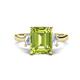 1 - Chaya 2.85 ctw Emerald shape Peridot (9x7 mm) Accented Cadillac shape Lab Grown Diamonds Three Stone Women Engagement Ring 