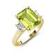 3 - Chaya 2.85 ctw Emerald and Cadillac shape Peridot (9x7 mm) Three Stone Women Engagement Ring 