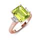 3 - Chaya 2.85 ctw Emerald and Cadillac shape Peridot (9x7 mm) Three Stone Women Engagement Ring 