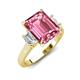 3 - Chaya 3.25 ctw Emerald and Cadillac shape Pink Tourmaline (9x7 mm) Three Stone Women Engagement Ring 