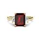 1 - Chaya 3.40 ctw Emerald and Cadillac shape Red Garnet (9x7 mm) Three Stone Women Engagement Ring 