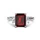 1 - Chaya 3.40 ctw Emerald and Cadillac shape Red Garnet (9x7 mm) Three Stone Women Engagement Ring 