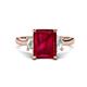 1 - Chaya 2.30 ctw Emerald and Cadillac shape Ruby (9x7 mm) Three Stone Women Engagement Ring 