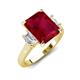 3 - Chaya 2.30 ctw Emerald and Cadillac shape Ruby (9x7 mm) Three Stone Women Engagement Ring 