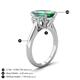 4 - Chaya 3.36 ctw Emerald and Cadillac shape Created Alexandrite (9x7 mm) Three Stone Women Engagement Ring 