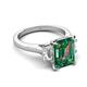 5 - Chaya 3.36 ctw Emerald and Cadillac shape Created Alexandrite (9x7 mm) Three Stone Women Engagement Ring 