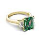 5 - Chaya 3.36 ctw Emerald and Cadillac shape Created Alexandrite (9x7 mm) Three Stone Women Engagement Ring 