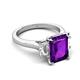 5 - Chaya 2.65 ctw Emerald and Cadillac shape Amethyst (9x7 mm) Three Stone Women Engagement Ring 