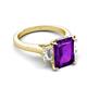 5 - Chaya 2.65 ctw Emerald and Cadillac shape Amethyst (9x7 mm) Three Stone Women Engagement Ring 