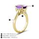 4 - Chaya 2.65 ctw Emerald and Cadillac shape Amethyst (9x7 mm) Three Stone Women Engagement Ring 