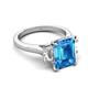 5 - Chaya 3.40 ctw Emerald and Cadillac shape Blue Topaz (9x7 mm) Three Stone Women Engagement Ring 