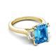 5 - Chaya 3.40 ctw Emerald and Cadillac shape Blue Topaz (9x7 mm) Three Stone Women Engagement Ring 