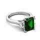 5 - Chaya 2.70 ctw Emerald and Cadillac shape Emerald (9x7 mm) Three Stone Women Engagement Ring 