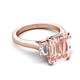 2 - Chaya 2.65 ctw Emerald shape Morganite (9x7 mm) Accented Cadillac shape Lab Grown Diamonds Three Stone Women Engagement Ring 