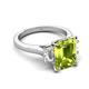 2 - Chaya 2.85 ctw Emerald shape Peridot (9x7 mm) Accented Cadillac shape Lab Grown Diamonds Three Stone Women Engagement Ring 