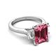 5 - Chaya 3.25 ctw Emerald and Cadillac shape Pink Tourmaline (9x7 mm) Three Stone Women Engagement Ring 