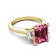 5 - Chaya 3.25 ctw Emerald and Cadillac shape Pink Tourmaline (9x7 mm) Three Stone Women Engagement Ring 