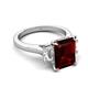 5 - Chaya 3.40 ctw Emerald and Cadillac shape Red Garnet (9x7 mm) Three Stone Women Engagement Ring 