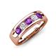 3 - Caleb 0.75 ctw Amethyst and Natural Diamond Comfort Fit Men Wedding Band (6 mm) 