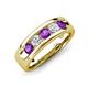 3 - Caleb 0.75 ctw Amethyst and Natural Diamond Comfort Fit Men Wedding Band (6 mm) 