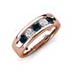 3 - Caleb 0.81 ctw London Blue Topaz and Natural Diamond Comfort Fit Men Wedding Band (6 mm) 