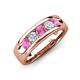 3 - Caleb 0.81 ctw Pink Sapphire and Natural Diamond Comfort Fit Men Wedding Band (6 mm) 