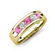 3 - Caleb 0.81 ctw Pink Sapphire and Natural Diamond Comfort Fit Men Wedding Band (6 mm) 